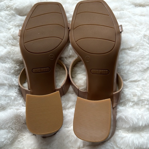 Nine West Nude Patent Leather Block Heel Sandals - Picture 4 of 7